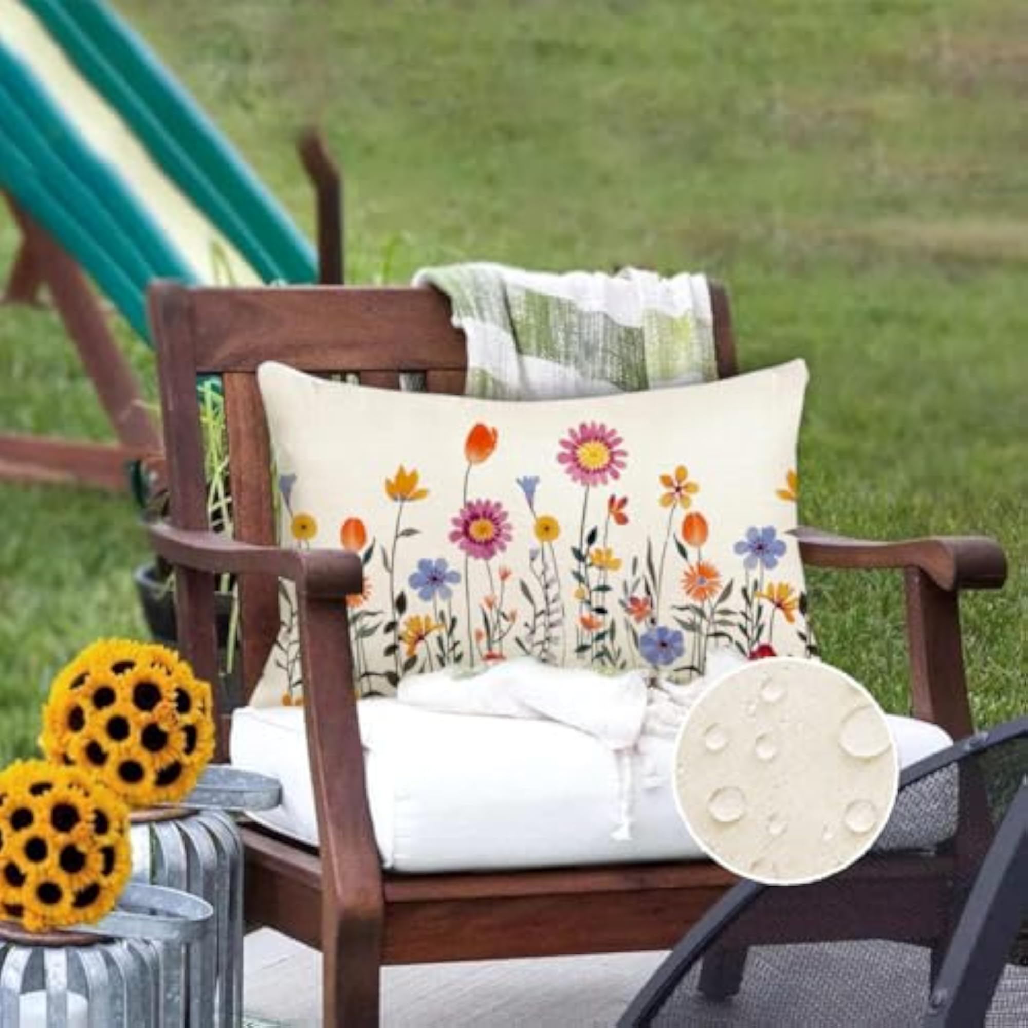 Spring Outdoor Pillow Covers, 12x20 Inch, Waterproof